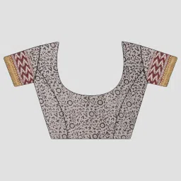 Kalakari India Off-White Cotton Printed Saree With Unstitched Blouse image 3