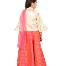 Aarika Kids Beige & Pink Printed Lehenga, Choli with Dupatta image 2