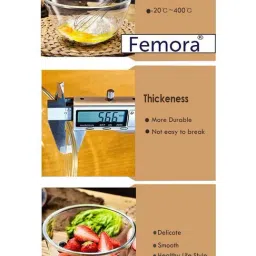 Femora Borosilicate Glass Microwave Safe Mixing Bowls (1050 ml) - Set of 4 image 5