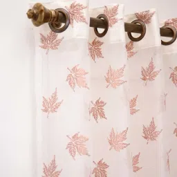 Ariana Crown Sheer Pink & Beige Polyester Door Curtain - Single Piece image 3