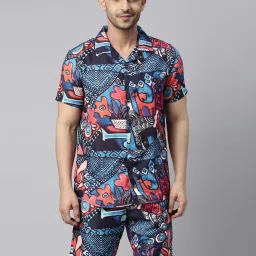 Bushirt Multicolor Regular Fit Printed Shirt & Shorts Set image 1