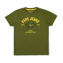 Pepe Jeans Kids Green Cotton Graphic T-Shirt image 1