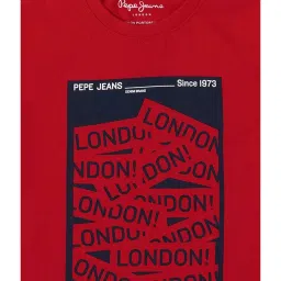 Pepe Jeans Kids Red Cotton Graphic Full Sleeves T-Shirt image 3