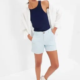 GAP Blue Cotton Solid Shorts image 3