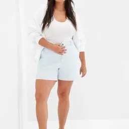 GAP Blue Cotton Solid Shorts image 4