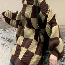 StyleCast Women Checked Self Design Pullover image 4