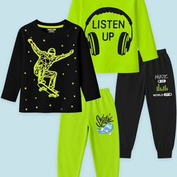 KUCHIPOO Boys Pack of 2 Printed T-shirt with Pyjamas-image-37
