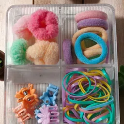 LYTIX Girls Pack Of 30 Soft Elastic Bands Hair Ties & Mini Claw Clips - Assorted-picture-18