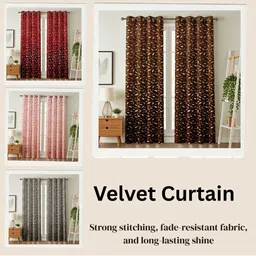 GEET CREATIONS Maroon Set of 2 Floral Door Curtain image 4