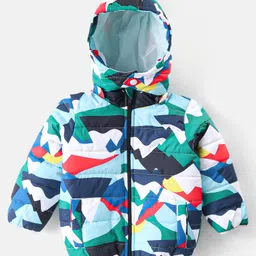 Babyhug Full Sleeves Jacket with Removable Hood &  Abstract Print - Multicolour-picture-22