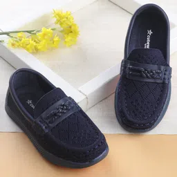 Cute Walk by Babyhug Solid Party Wear Slip On Shoes - Navy Blue-image-1