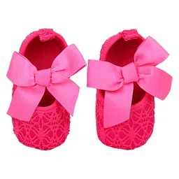 Baby Moo Bow Applique Mesh Detailed Ballerinas - Pink image 3