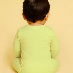 The Peppy Tend 100% Cotton Knit Full Sleeves Mini Boss Text Printed Romper - Yellow image 3