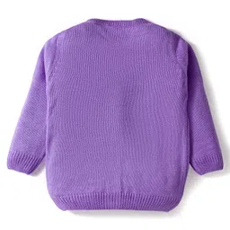 Babyhug Knit Full Sleeves Front Open Sweaters with Frill Detailing & Floral Embroidery - Lavender image 2
