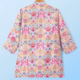 Babyhug Cambric Woven Full Sleeves Floral Printed Kurta With Pyjama Set - Light Pink & White image 3