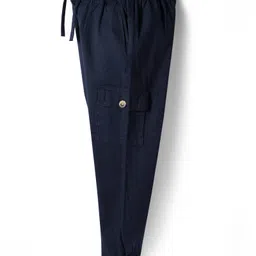 Pine Kids Cotton Woven Full Length Solid Color Trouser With Pockets - Navy Blue image 3