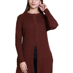 Ogarti Women Striped Round Neck Longline Cardigan-image-19