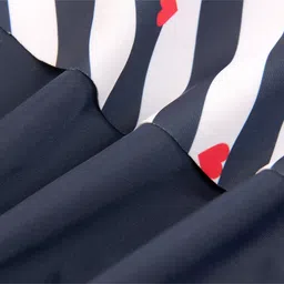 Babyhug Sleeveless Frock Swim Suit Stripes & Heart Print- Navy Blue & White image 4