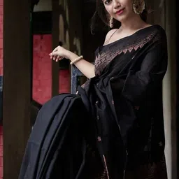 THE AQUARIUS Woven Design Zari Silk Blend Handloom Saree image 2