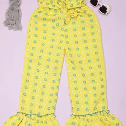 Cutiekins Girls Floral Printed Flared Knitted Palazzos-picture-49