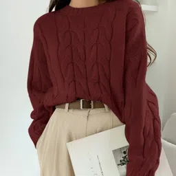 StyleCast Women Round Neck Cable Knit Pullover-picture-15