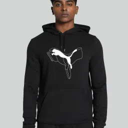 Puma Black Regular Fit Logo Printed Hooded Sweatshirt image 1