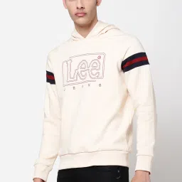 Lee Cream Regular Fit Printed Hooded SweatShirt image 3