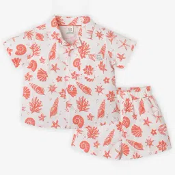 Ed-a-Mamma Infant Boys Orange Cotton Printed Clothing Set-image-68