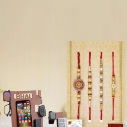 eCraftIndia Assorted Multicolor Rakhi with Holder image 1