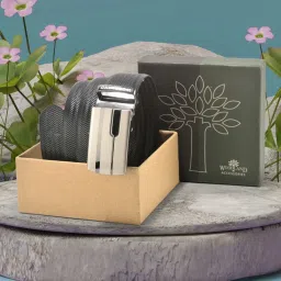 Woodland Black & Brown Textured Leather Reversible Belt for Men image 1