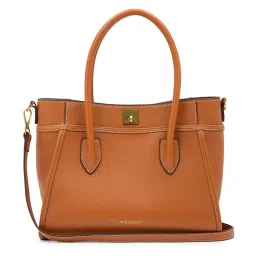 Miraggio Tan Harmony Textured Large Leather Satchel image 1
