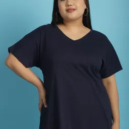 theRebelinme Navy Cotton Plus Size T-Shirt image 1