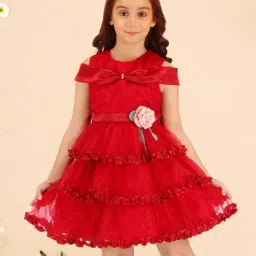 Cutecumber Girls Maroon Embellished Party Dresses image 1