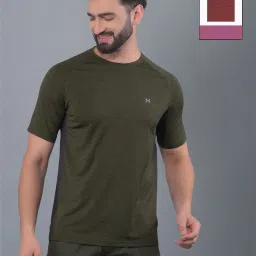 Force NXT Olive & Rust Regular Fit Sports T-Shirt - Pack Of 2 image 1