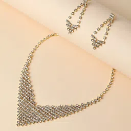 Sohi Silver Plated Designer Party Necklace and Earring Set For Women image 1