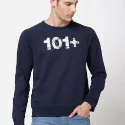 Lee Navy Regular Fit Embroidered SweatShirt image 1