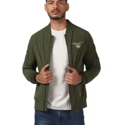 Royal Enfield Olive Regular Fit Biker Jacket-image-13