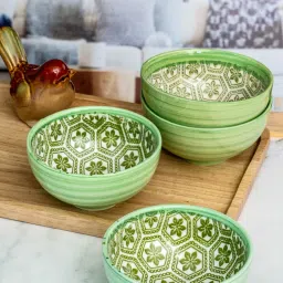 ROXX Green Porcelain Alora Bowl - Set of 4 image 1
