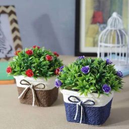 Foliyaj Multicolor Plastic Artificial Flower Plant With Pot - Set of 2-picture-40