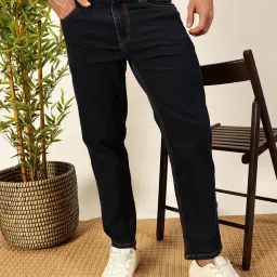 Thomas Scott Dark Blue Cotton Slim Tapered Solid Jeans image 1