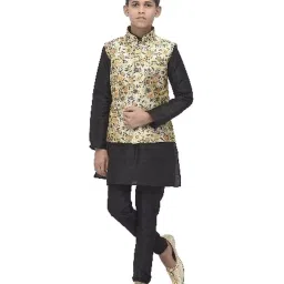 Benstoke Kids Black & Green Printed Full Sleeves Kurta Set image 1