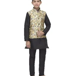 Benstoke Kids Black & Green Printed Full Sleeves Kurta Set image 4