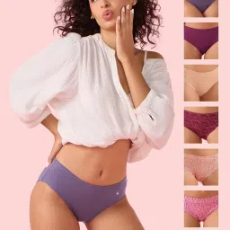 Enamor Multicolor Cotton Solid Hipster Panties - Pack Of 6 image 1