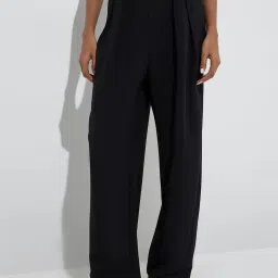 Wardrobe by Westside Black Solid High-Rise Trousers image 1