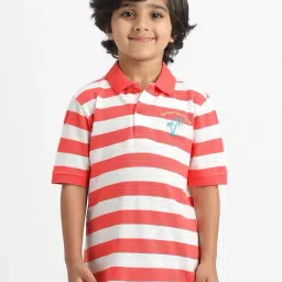 Nauti Nati Boys Red & White Cotton Striped T-Shirt-image-66