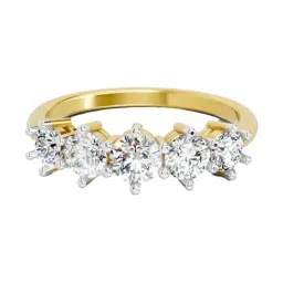 Sparkles Yellow Gold Lab Grown 5 Diamond 14KT 1.4ct Round Ring For Women image 1