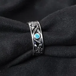 Clara 925 Silver Swiss Zirconia Oxidised Evil Eye Ring for Men image 1