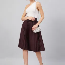 Rare Maroon A-Line Midi Skirt image 4