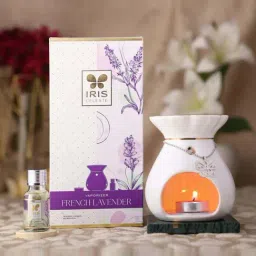 IRIS Ceramic Celeste French Lavender Fragrance Vaporizer Jar Set-image-3