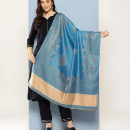 Aarika Red Wool Woven Design Shawl image 1